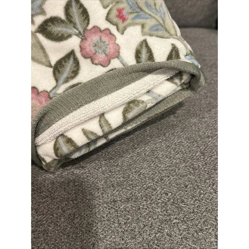 2 Morris & Co. Wilhelmina Floral Velour HAND Towels Botanical Green Pink New